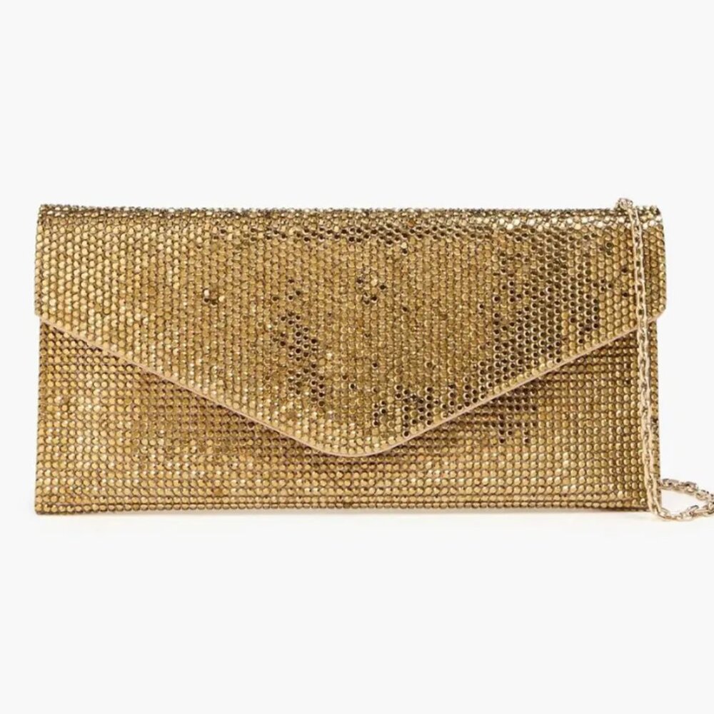 Judith Leiber Couture Crystal-embellished Satin Envelope Clutch